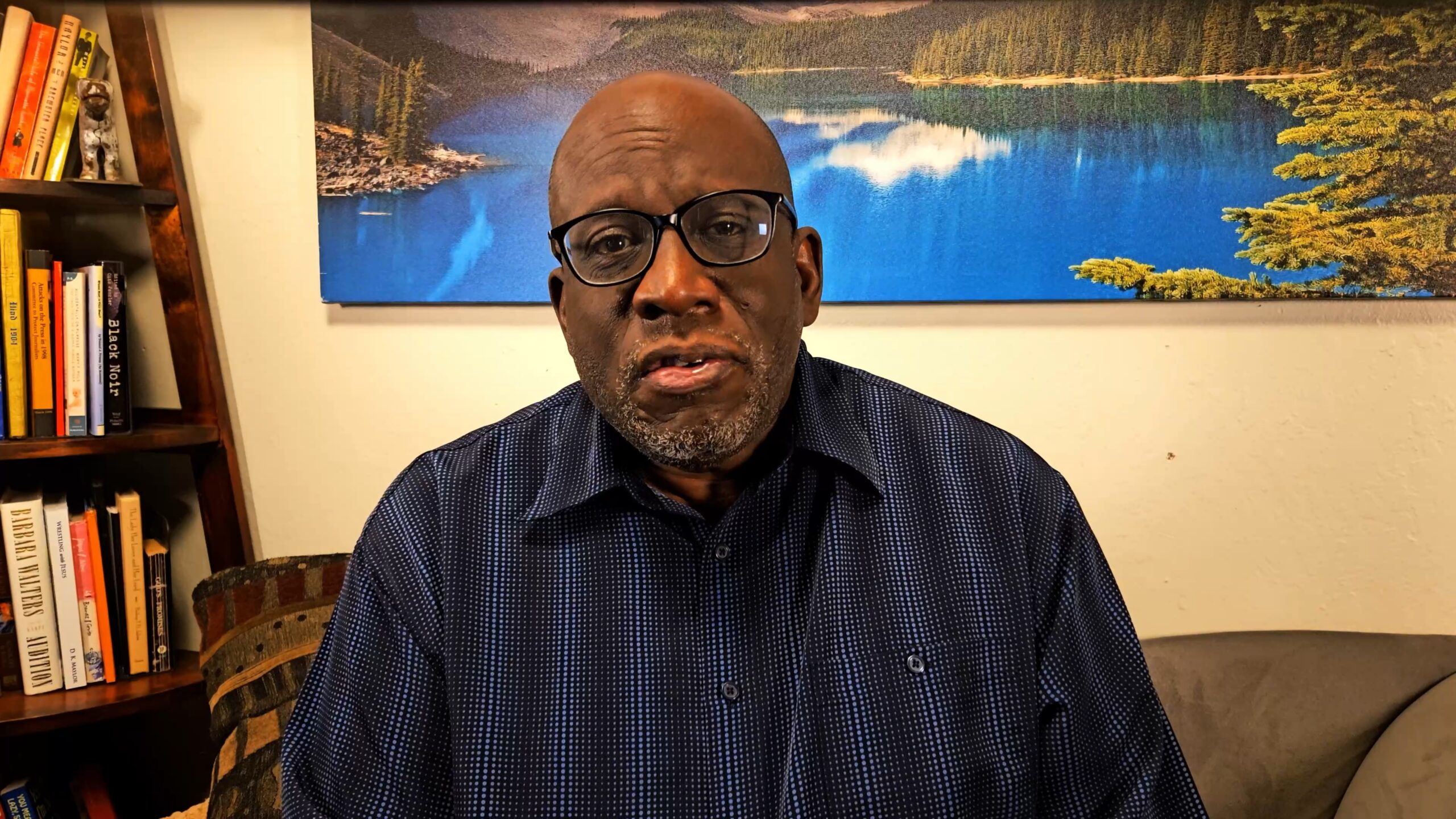 Steve McDonald recording a Walking in Step With God message in his studio